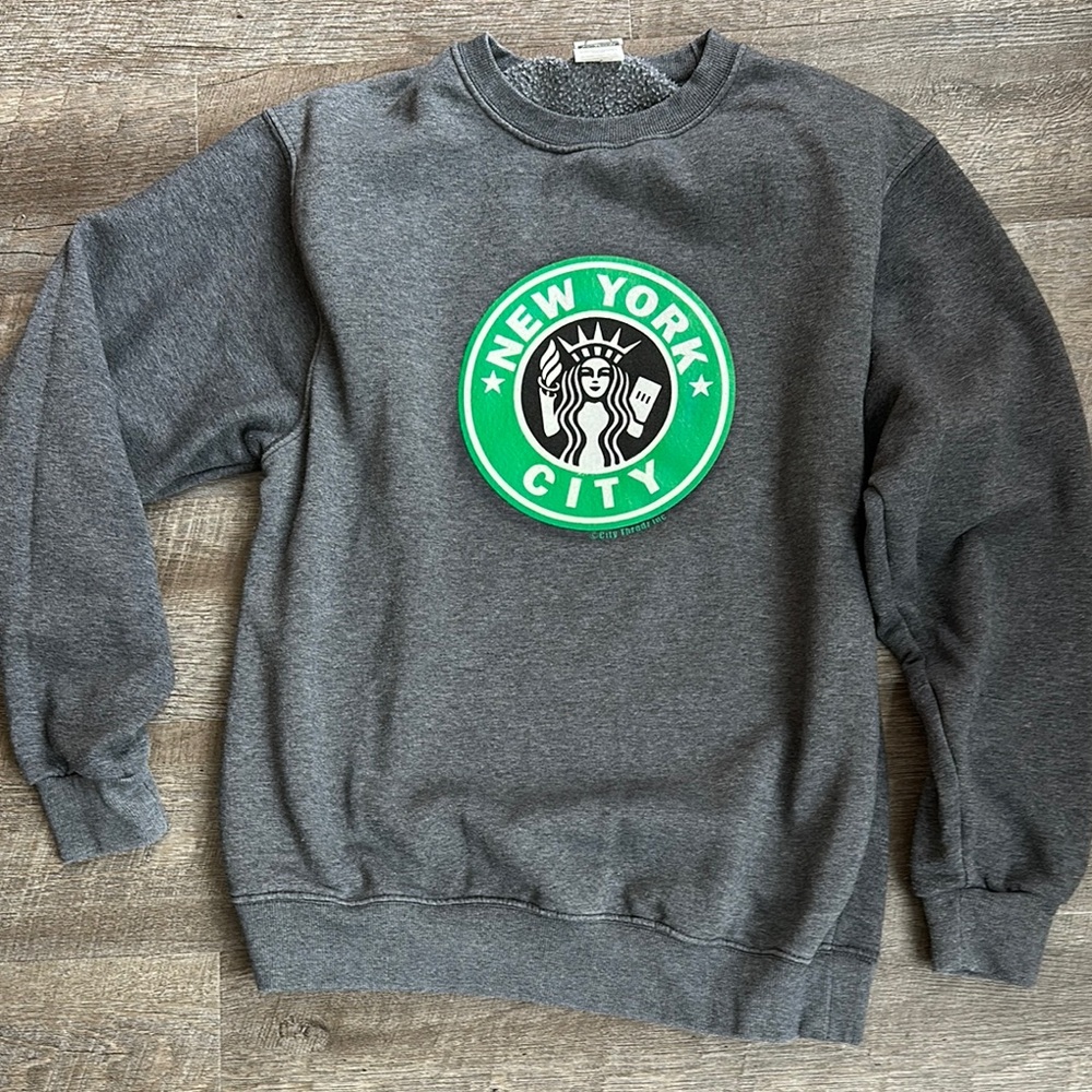 Gray and Green Crewneck Sweatshirt with NYC Logo